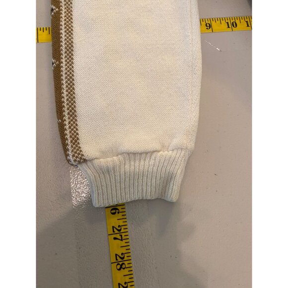 Vintage Waldorf Sportswear Sweater Jacket White & Brown Patterned Zip-Up Large - Picture 8 of 8